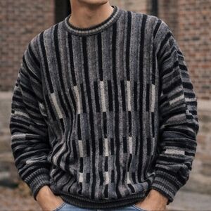 Vtg 90s Protege 3D Knit Granpa Multicolored Sweater Biggie Cosby Hip Hop Size 3X